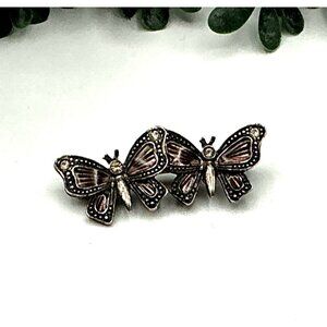 Vintage Marcasite Double Butterfly Brooch Silver Antique Insect Jewelry